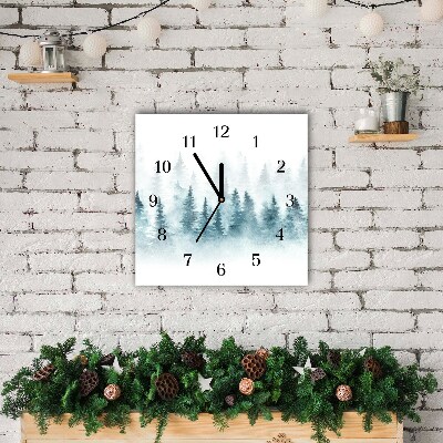 Horloge murale en verre Carré Forêt sapin de Noël de neige de Noël