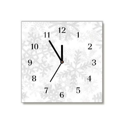 Horloge murale en verre Carré Hiver Flocons neige