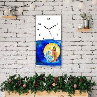 Horloge murale en verre Verticale Abstraction Sainte Famille Hiver