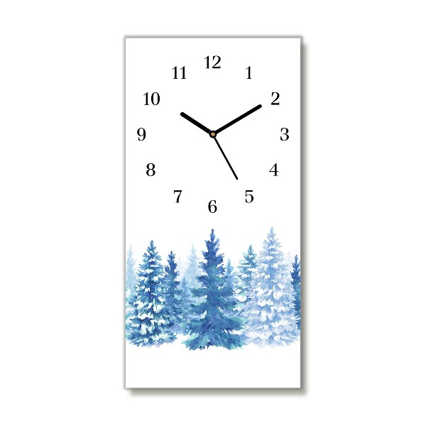 Horloge murale en verre Verticale Les arbres de Noël de neige d'hiver