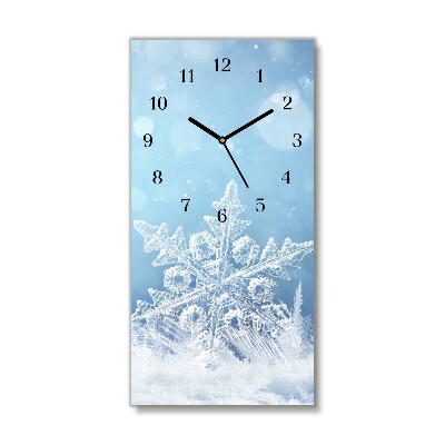 Horloge murale en verre Verticale Les flocons de neige d'hiver de neige