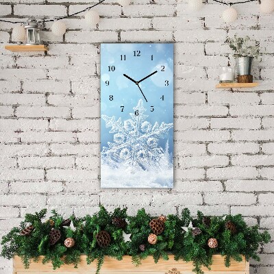 Horloge murale en verre Verticale Les flocons de neige d'hiver de neige