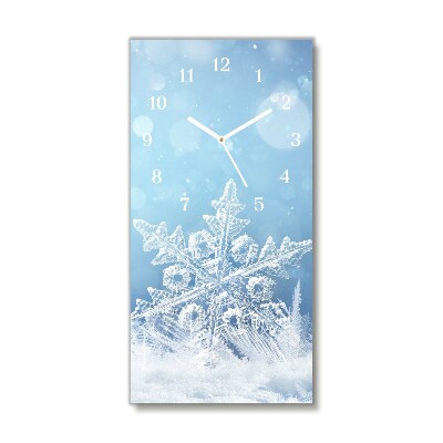 Horloge murale en verre Verticale Les flocons de neige d'hiver de neige