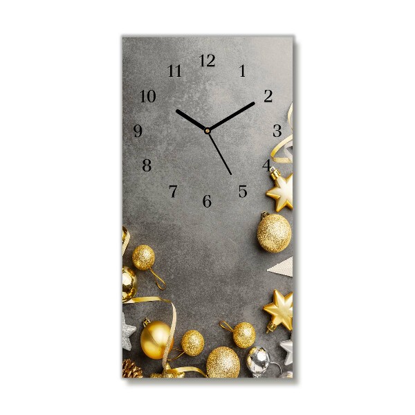 Horloge murale en verre Verticale Golden Stars vacances de Noël