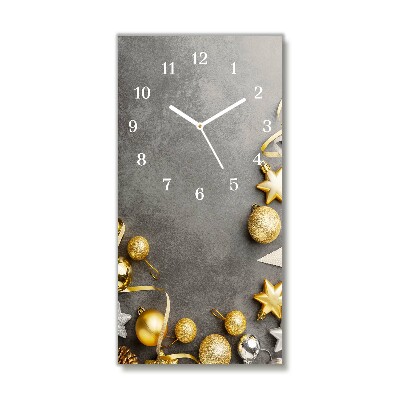 Horloge murale en verre Verticale Golden Stars vacances de Noël