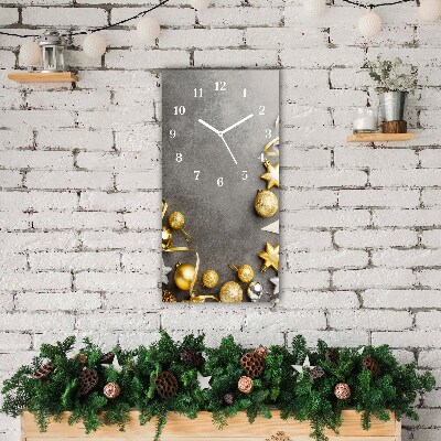 Horloge murale en verre Verticale Golden Stars vacances de Noël