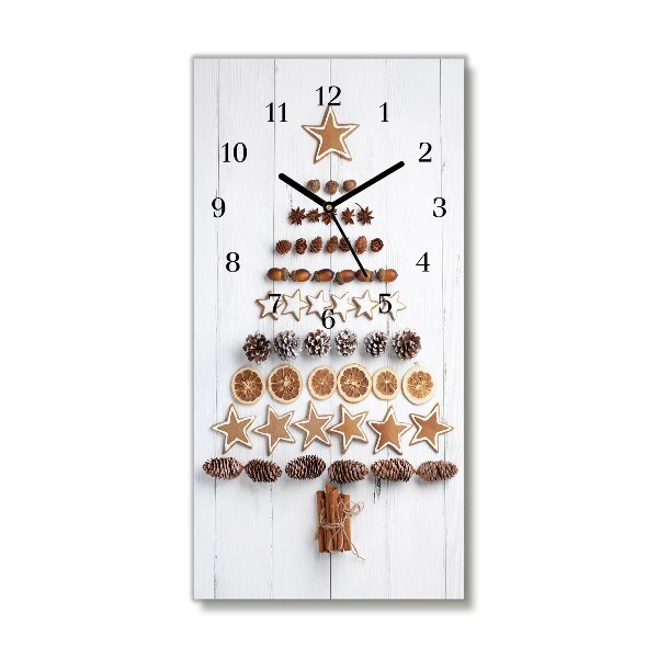 Horloge murale en verre Verticale ornements d'arbre de Noël en pain d'épice