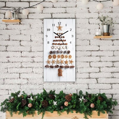 Horloge murale en verre Verticale ornements d'arbre de Noël en pain d'épice