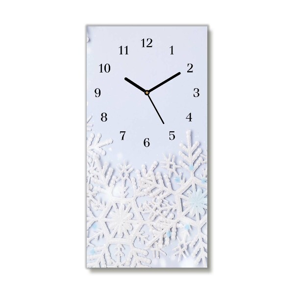 Horloge murale en verre Verticale Les flocons de neige d'hiver de neige