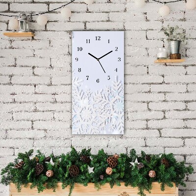 Horloge murale en verre Verticale Les flocons de neige d'hiver de neige