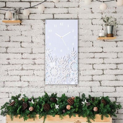 Horloge murale en verre Verticale Les flocons de neige d'hiver de neige