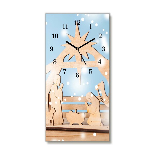 Horloge murale en verre Verticale Stable Noël d'hiver