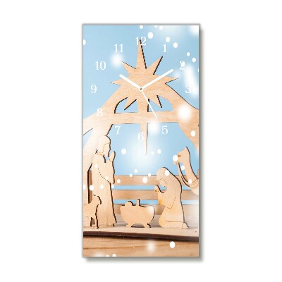 Horloge murale en verre Verticale Stable Noël d'hiver