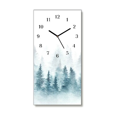 Horloge murale en verre Verticale Forêt sapin de Noël de neige de Noël