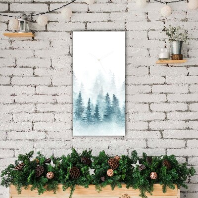 Horloge murale en verre Verticale Forêt sapin de Noël de neige de Noël