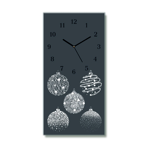 Horloge murale en verre Verticale Abstraction Boules de Noël d'hiver