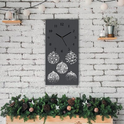 Horloge murale en verre Verticale Abstraction Boules de Noël d'hiver