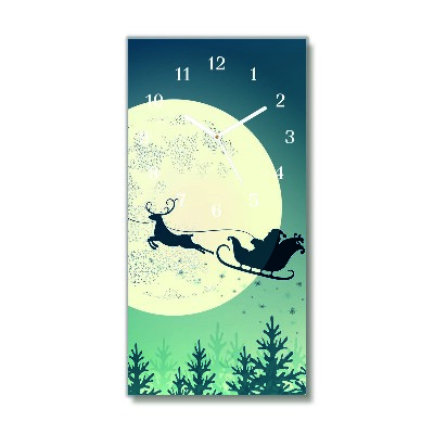 Horloge murale en verre Verticale Père Noël Sleigh de Noël