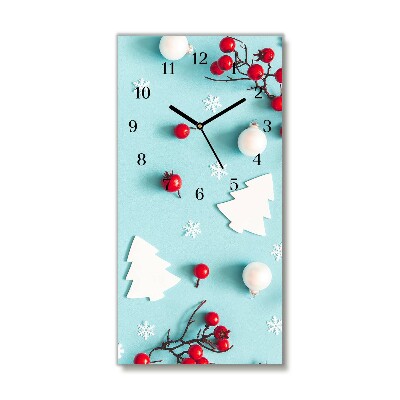 Horloge murale en verre Verticale Ornements de Noël flocons de neige