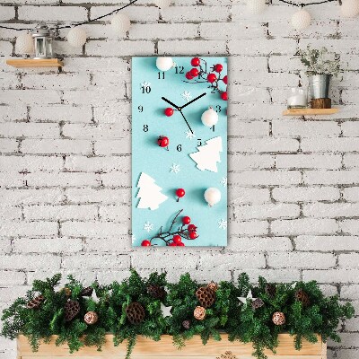 Horloge murale en verre Verticale Ornements de Noël flocons de neige