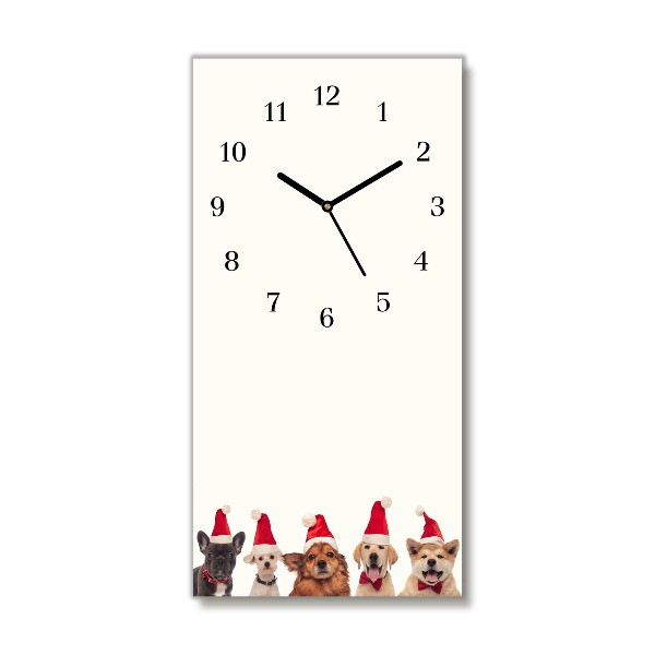 Horloge murale en verre Verticale Chiens Père Noël Noël