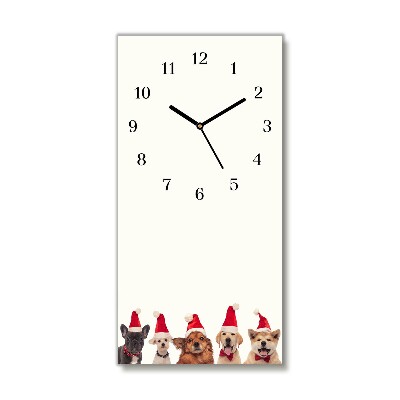 Horloge murale en verre Verticale Chiens Père Noël Noël