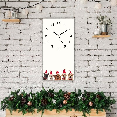 Horloge murale en verre Verticale Chiens Père Noël Noël