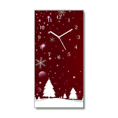 Horloge murale en verre Verticale arbre de Noël flocons de neige de Noël