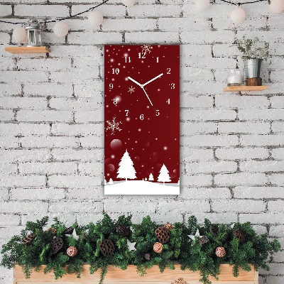 Horloge murale en verre Verticale arbre de Noël flocons de neige de Noël
