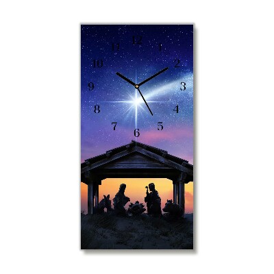 Horloge murale en verre Verticale Stable Noël Jésus