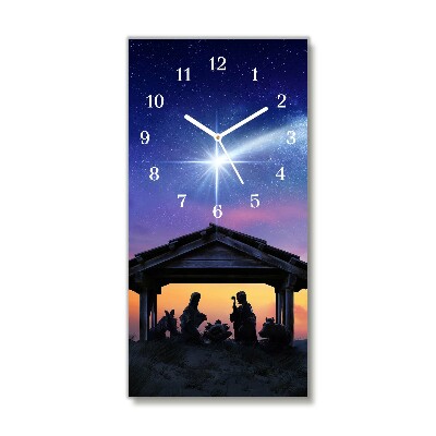 Horloge murale en verre Verticale Stable Noël Jésus