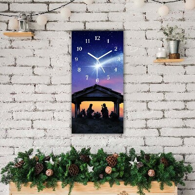 Horloge murale en verre Verticale Stable Noël Jésus