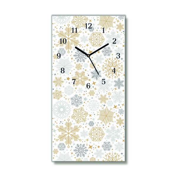 Horloge murale en verre Verticale Flocons de neige d'hiver de Noël