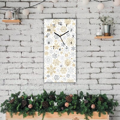 Horloge murale en verre Verticale Flocons de neige d'hiver de Noël