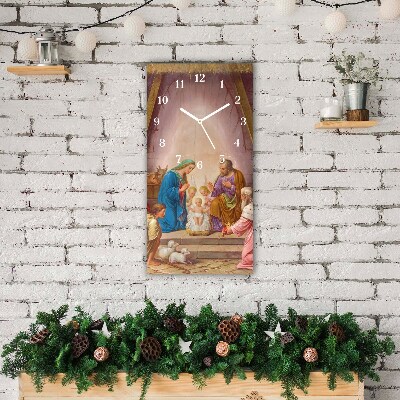 Horloge murale en verre Verticale Stable Noël Jésus