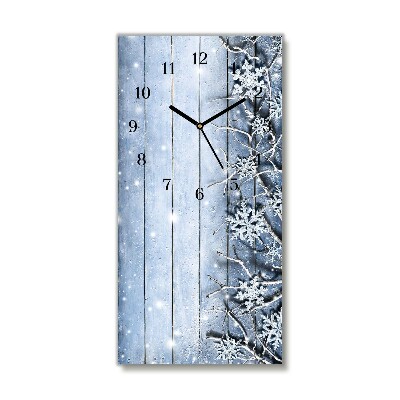 Horloge murale en verre Verticale Saint Snowflakes Winter Frost