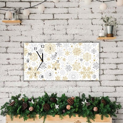 Horloge murale en verre Flocons de neige d'hiver de Noël