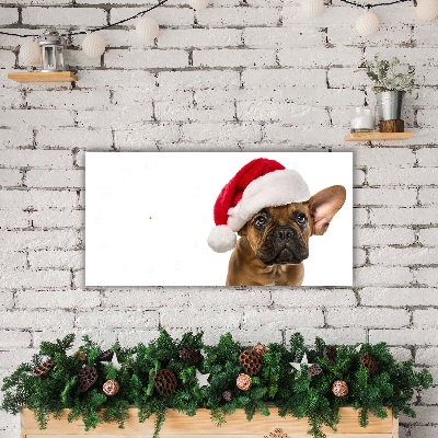 Horloge murale en verre Niveaux Chien de bouledogue de Noël