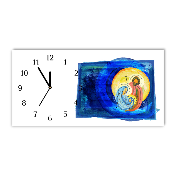 Horloge murale en verre Niveaux Abstraction Sainte Famille Hiver