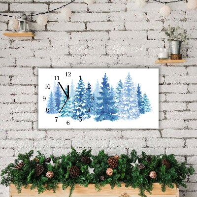 Horloge murale en verre Niveaux Les arbres de Noël de neige d'hiver