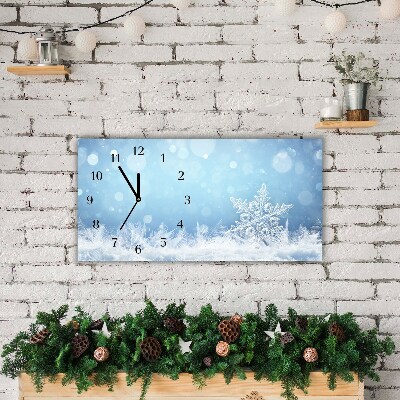 Horloge murale en verre Niveaux Les flocons de neige d'hiver de neige