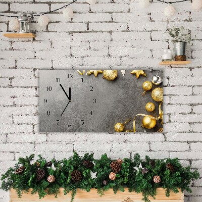 Horloge murale en verre Niveaux Golden Stars vacances de Noël