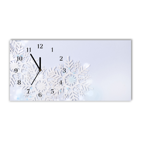 Horloge murale en verre Niveaux Les flocons de neige d'hiver de neige