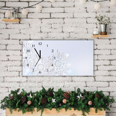 Horloge murale en verre Niveaux Les flocons de neige d'hiver de neige