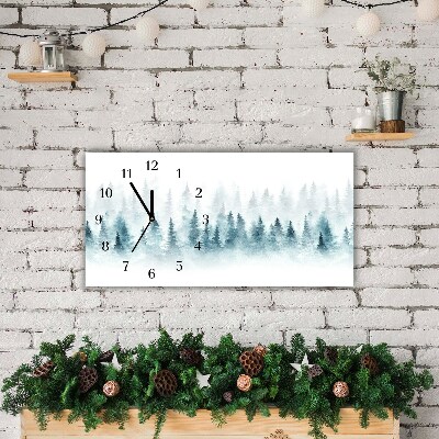 Horloge murale en verre Niveaux Forêt sapin de Noël de neige de Noël