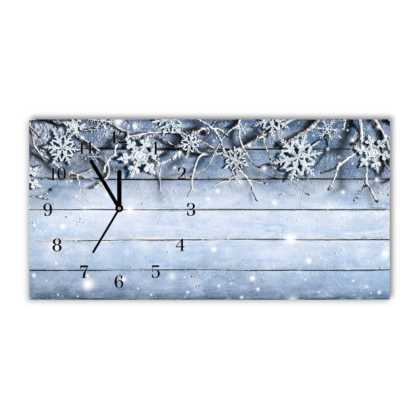 Horloge murale en verre Niveaux Saint Snowflakes Winter Frost