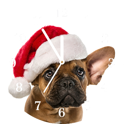 Horloge murale en verre Tour Chien de bouledogue de Noël