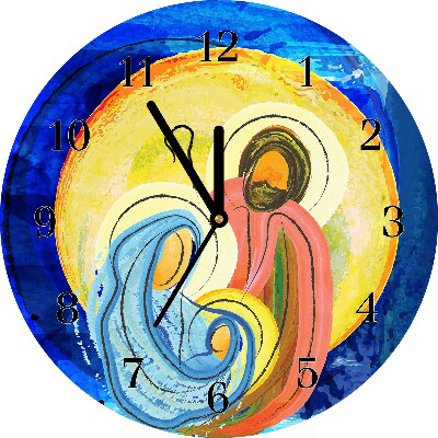 Horloge murale en verre Tour Abstraction Sainte Famille Hiver