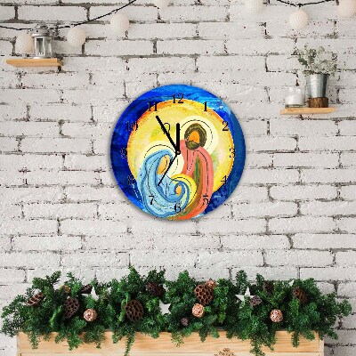 Horloge murale en verre Tour Abstraction Sainte Famille Hiver