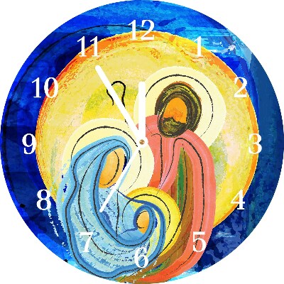 Horloge murale en verre Tour Abstraction Sainte Famille Hiver